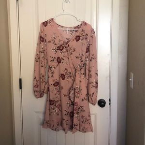 Pink Floral Ruffle Dress